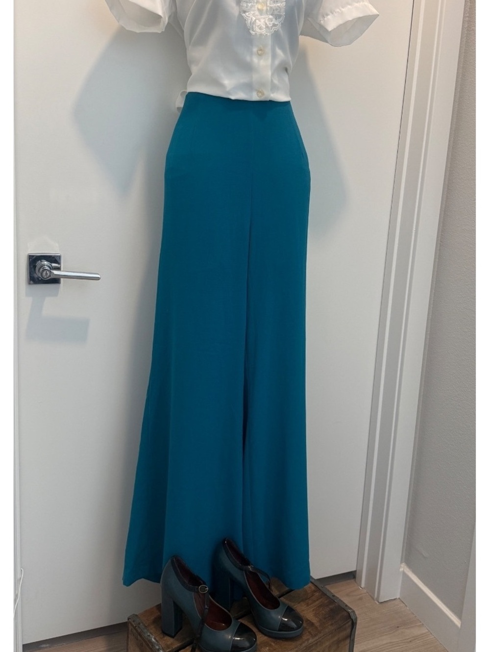 Leith Teal Blue Wide Leg Palazzo Pants High Rise Size Medium Nordstrom NWT